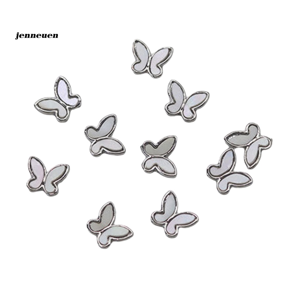 Set 10 Phụ Kiện Trang Trí Móng Tay Hình Bướm Vỏ Sò 3D Lấp Lánh Dành Cho Salon