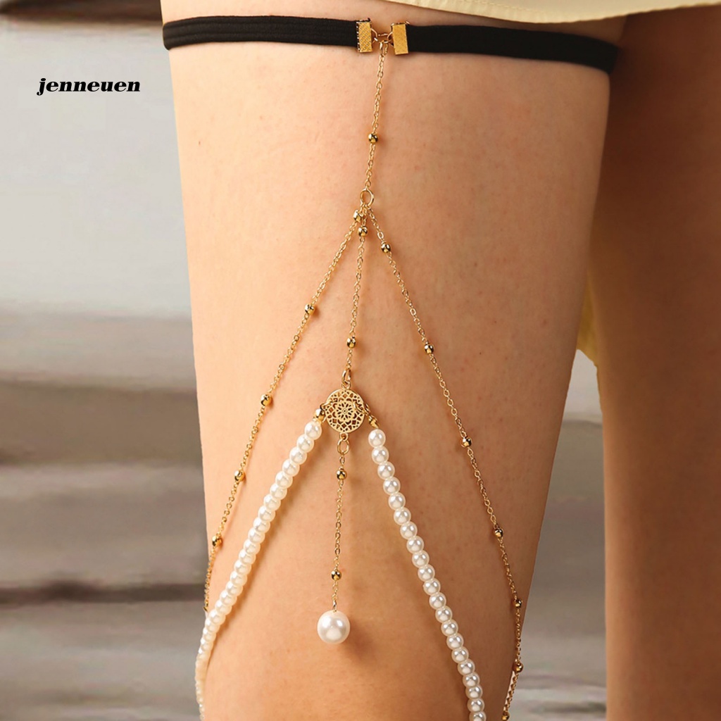 Chuỗi Ngọc Trai Đeo Đùi Chống Mài Mòn Thiết Kế Đơn Giản Thời Trang Cho Nữ