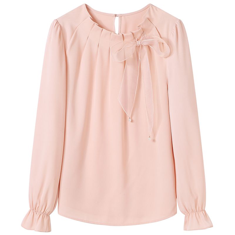 Áo Sơ Mi Chiffon Tay Dài Đính Nơ Thời Trang Mùa Xuân 2024 Cho Nữ
