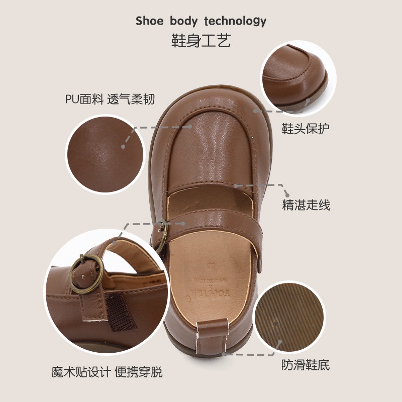 Giày Búp Bê Da Thật Mũi Vuông Phong Cách Hàn Quốc Cho Bé Gái