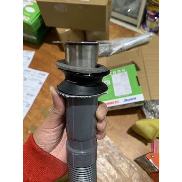 Xiphong chậu rửa mặt, xi phông loại co giãn ngăn mùi đầu inox