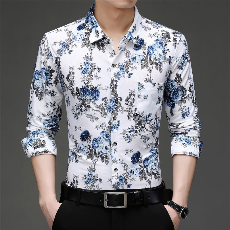 Áo Sơ Mi Nam Dài Tay In Họa Tiết Thời Trang