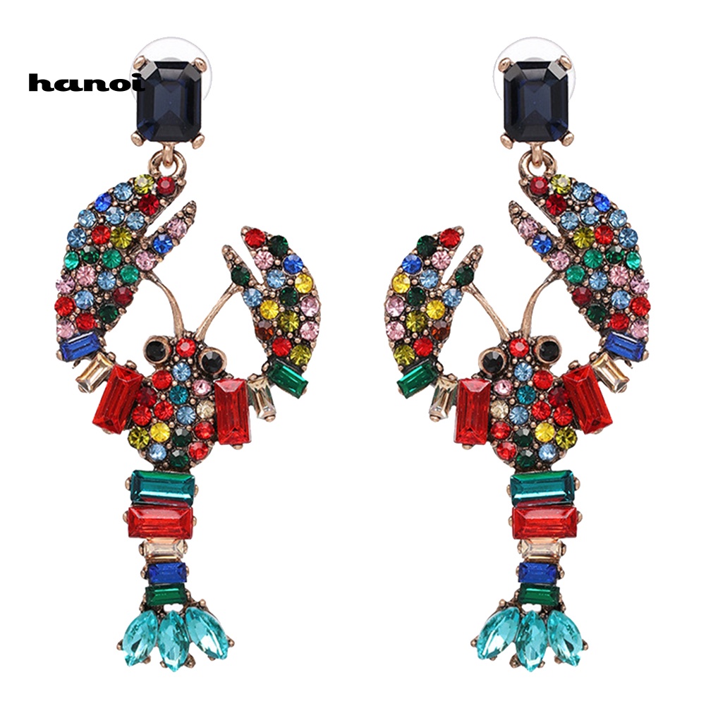 Bông Tai Hình Tôm Hùm Đính Đá Sáng Tạo Cho Nữ