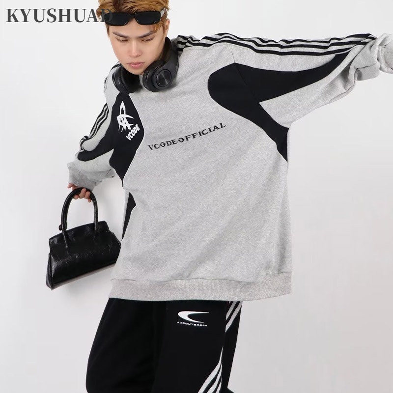 Kyushuad Áo sweater Chui Đầu Tay Dài Cổ Cao Một Mảnh Nghệ Thuật Đường Phố Harajuku Đơn Giản
