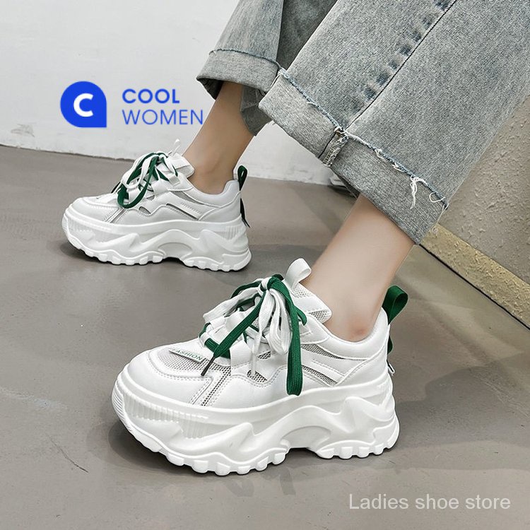 Giày Thể Thao Da PU Cao Su Mũi Tròn Đế Cao Su 6-8cm Thắt Dây Phong Cách Thời Trang Mới 2023 Cho Nữ