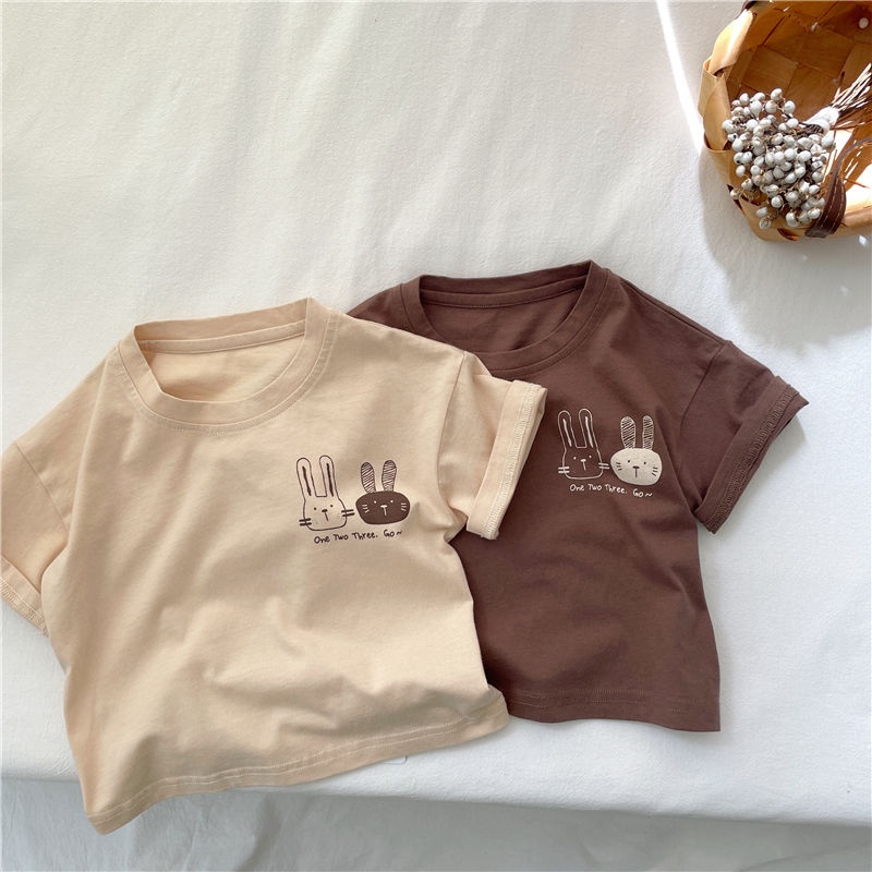 Áo Thun Cotton Mỏng Tay Ngắn Màu Trơn Cổ Tròn Thời Trang Mùa Hè 2023 Mới Cho Bé
