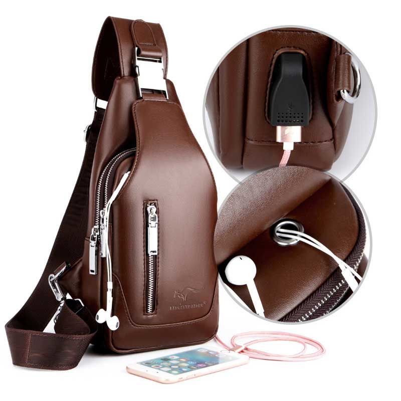 Túi đeo ngực bằng da lexus kangaroo mới túi messenger bằng da thật túi đeo vai nam hợp thời trang túi thắt lưng túi da mềm túi nam