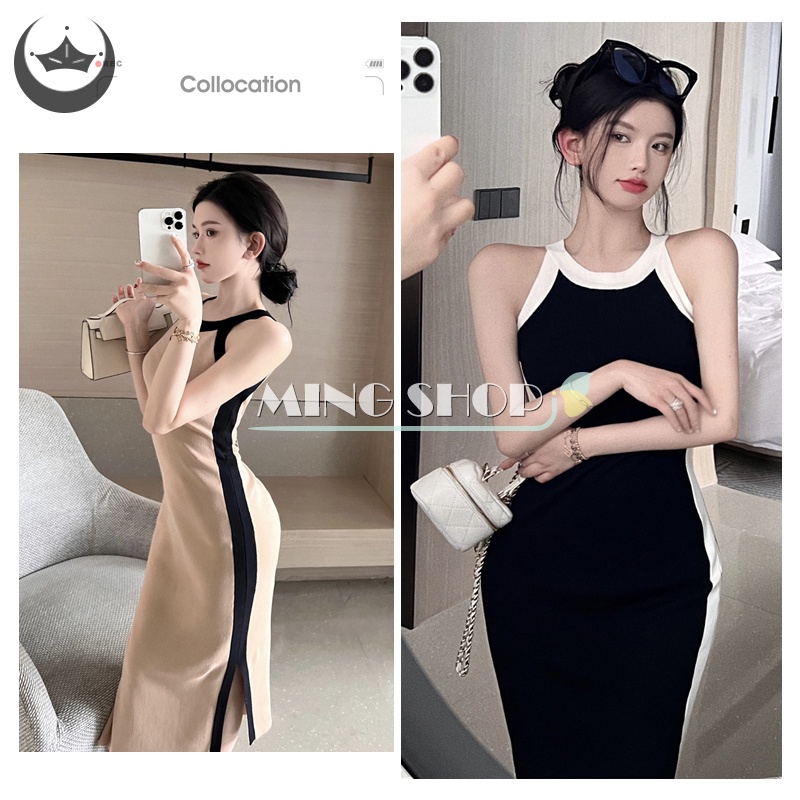 Đầm Dệt Kim Ôm Dáng Không Tay Xẻ Tà Gợi Cảm Cho Nữ