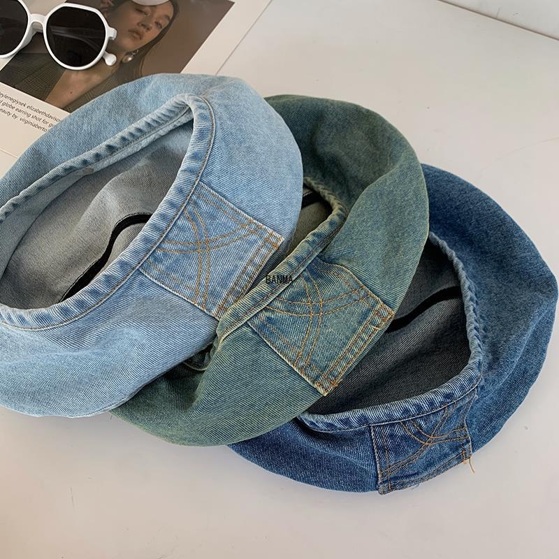 Mũ Beret Denim Phong Cách Thời Trang Vintage Nhật Bản