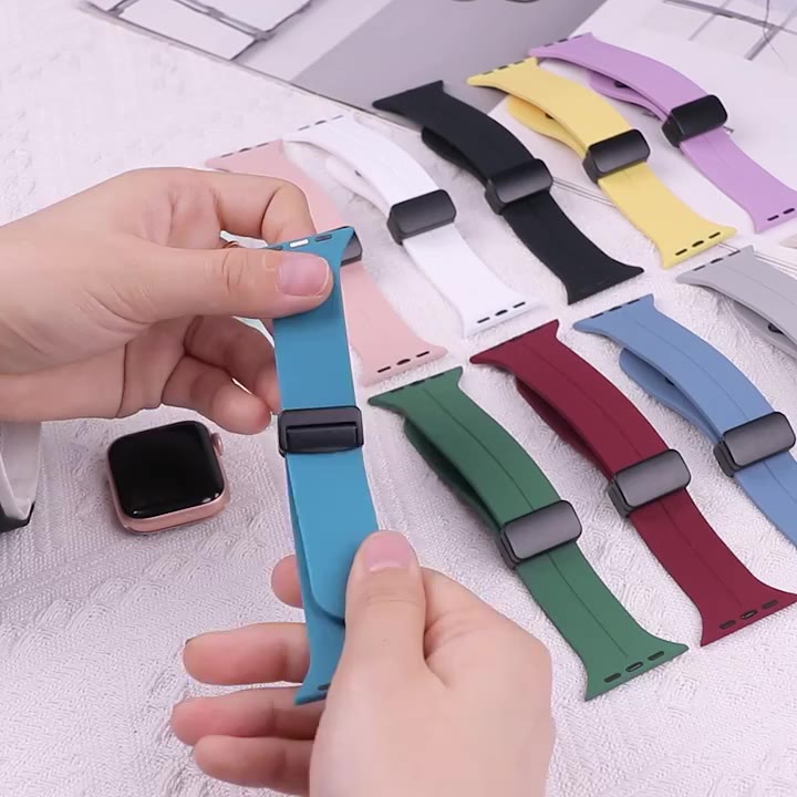 Dây Đeo Silicon Khóa Nam Châm Cho Apple Watch 49mm 45mm 41mm 44m 40mm 42mm 38mm iWatch Ultra 8 7 6 5 4 3 SE