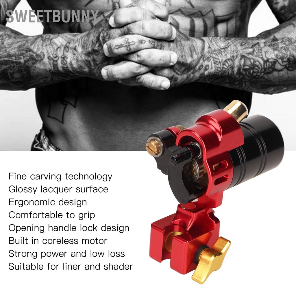 SweetBunny RCA Quay Máy Xăm Lót Đổ Bóng Động Cơ Coreless Có Kẹp Dây
