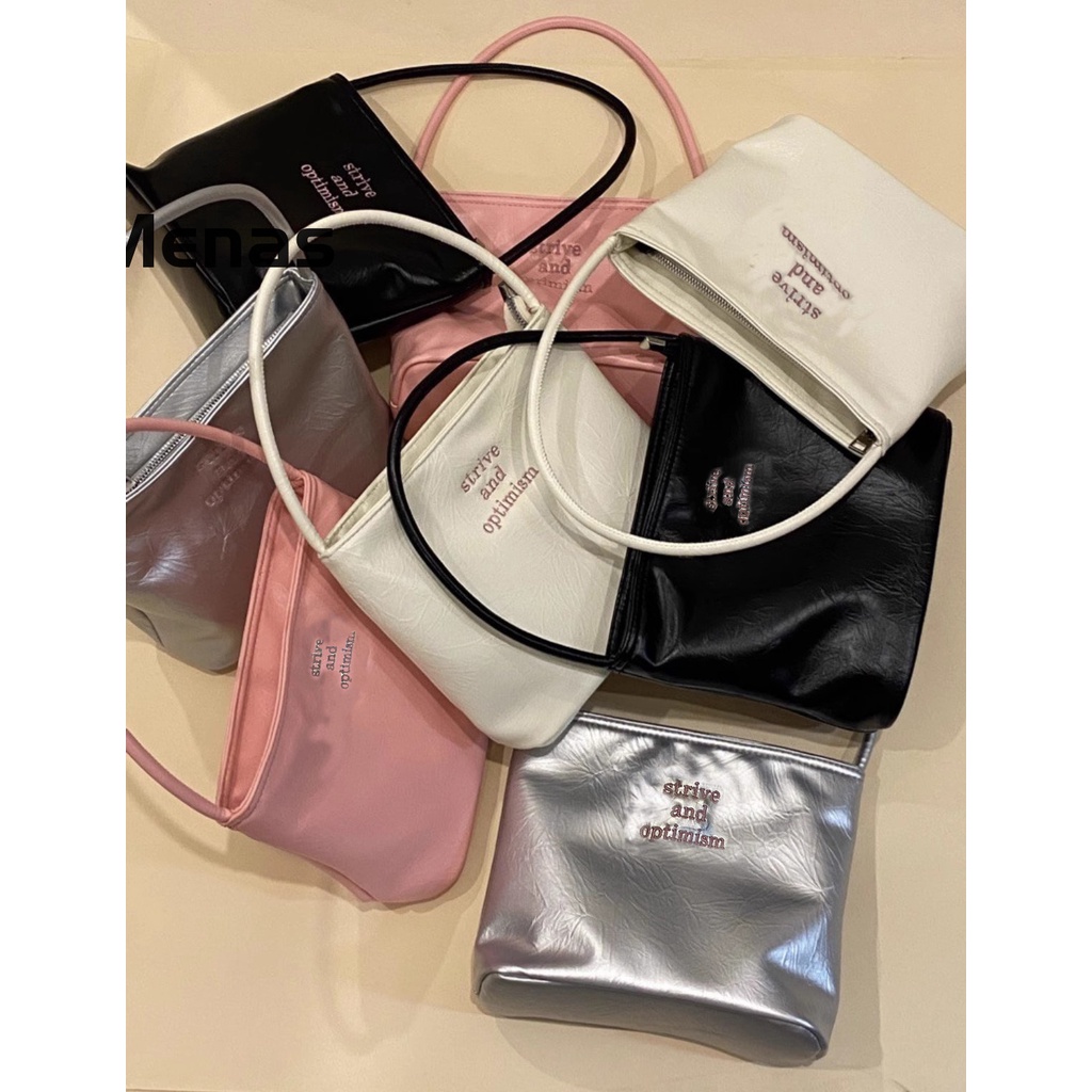 MOUSSON Túi Tote Đeo Vai Thêu Họa Tiết Bướm Và Chữ Màu Bạc Thời Trang Cho Nữ