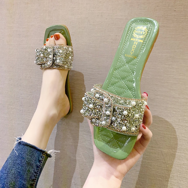 Dép Sandal Hở Ngón Mũi Vuông Đế Bằng Thời Trang Mùa Hè Hàng Mới 2023 Dành Cho Bạn Nữ Mang Ngoài Trời