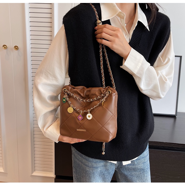 Túi Xách Da PU Đeo Chéo Màu Trơn Thời Trang Nữ Tính