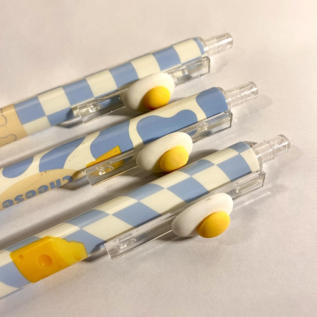 Bút gel bấm UMEI SHIORI mực đen ngòi kim cao cấp thanh cài cheese & trứng rán