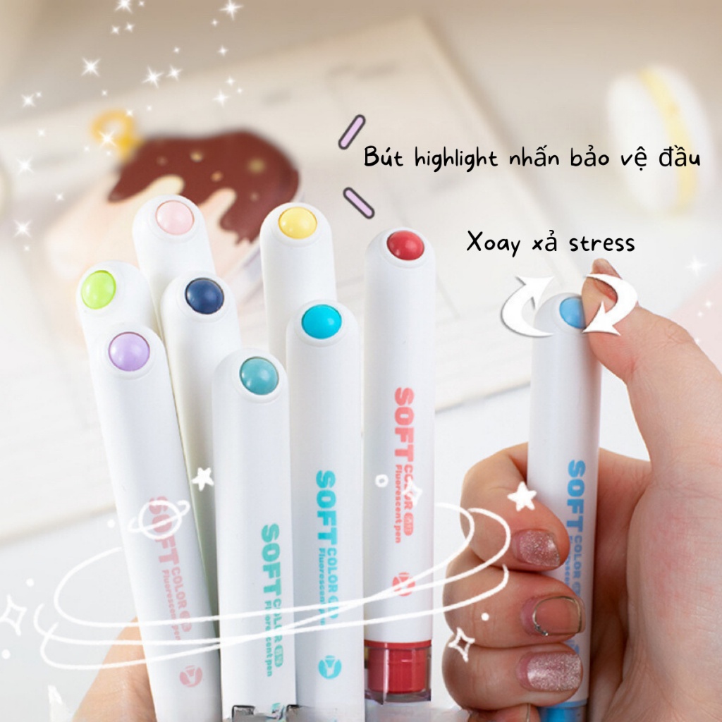 Set 6 Bút Highlight Pastel InMorning Bút Đánh Dấu Nhớ Dòng Nhiều Màu Dễ Thương