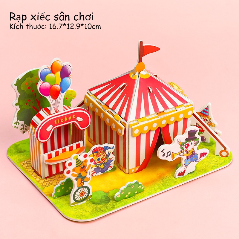 Đồ Chơi Xếp Hình Ngôi Nhà 3D Bằng Bìa Xốp Cho Bé Mô hình 3D giấy tự lắp ráp SHERI