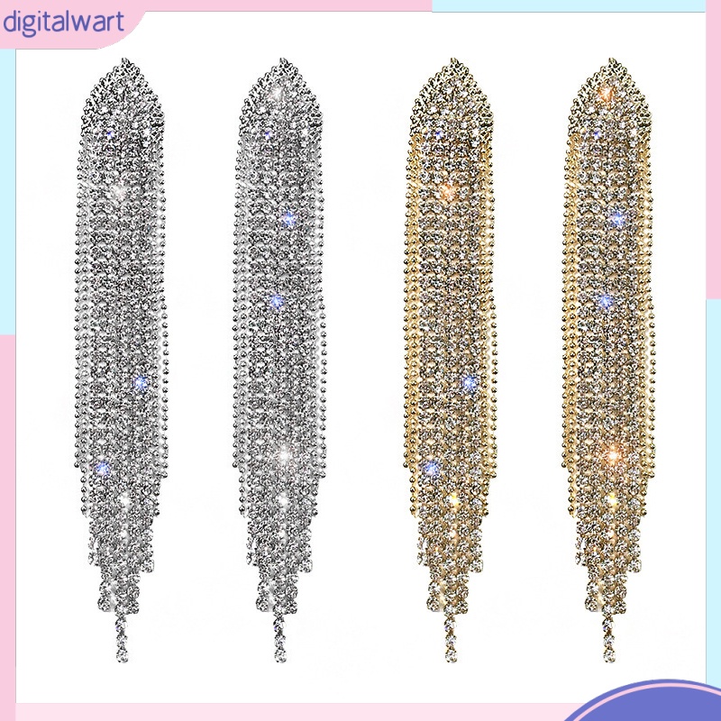 1 Đôi Bông Tai Tua Rua Đính Đá Lấp Lánh Dễ Phối Đồ Thời Trang Cho Nữ