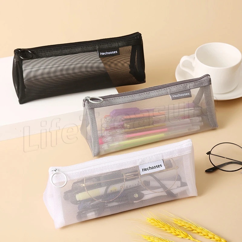 Túi Đựng Bút Bằng Lưới Trong Suốt Cỡ Lớn Kiểu Hàn Quốc Đơn Giản Tiện Dụng Cho Học Sinh