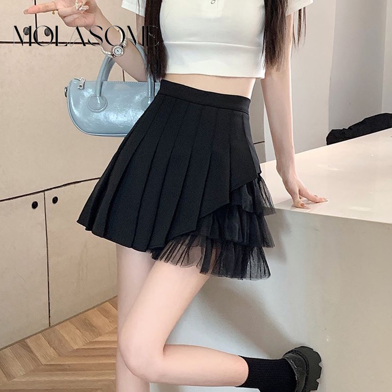 Chân Váy Mini Lưng Cao Màu Trơn Thời Trang 2023 Cho Nữ