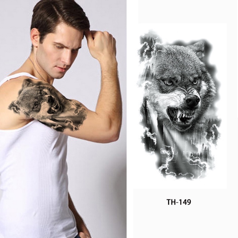 Hình Xăm Dán Tạm Thời Hình Đại Bàng / Sư Tử / Hổ / Gấu Rừng Chống Thấm Nước Trang Trí Nghệ Thuật Cơ Thể Nam