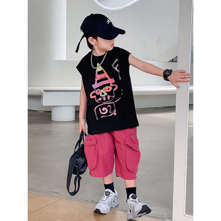 Áo thun YIDANL 100% cotton không tay thời trang cho bé trai