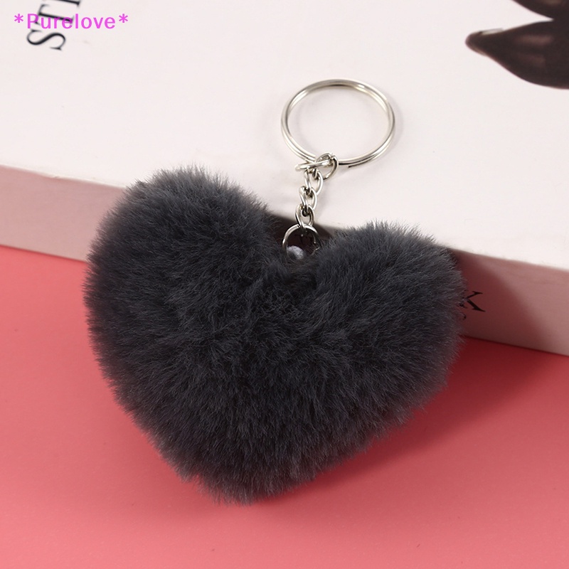 Móc Chìa Khóa Hình Thỏ Pom Pom 8CM Trái Tim Mềm Mại Xinh Xắn Mới