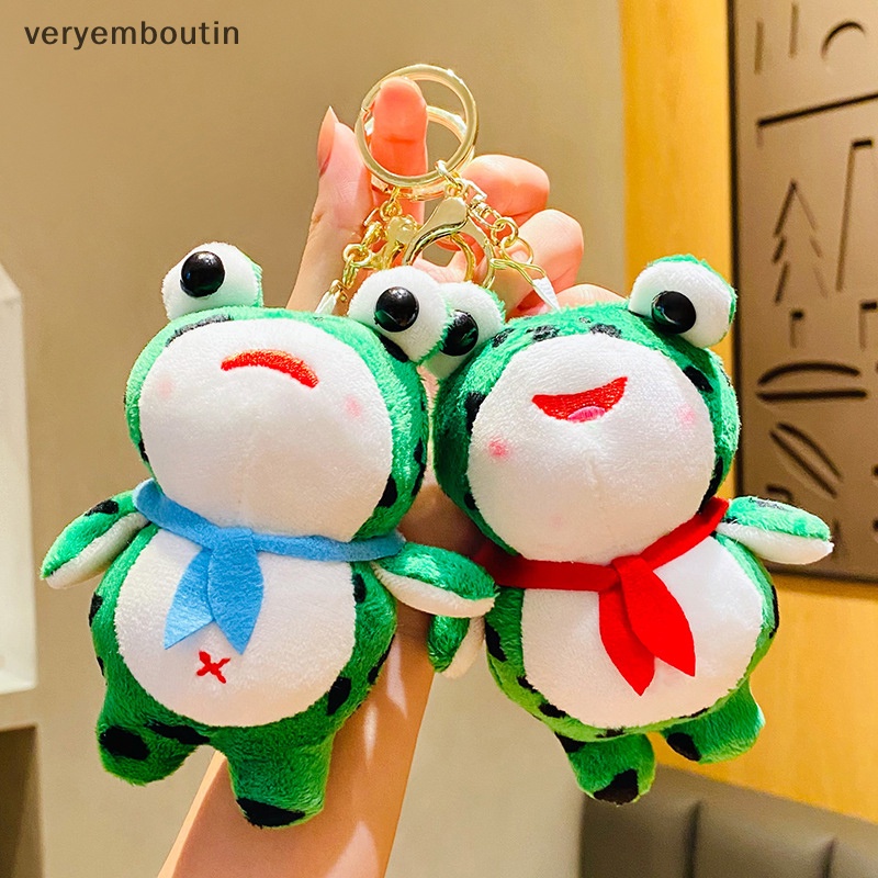 1 Móc Khóa Hình Ếch Đeo Khăn Choàng Đỏ Hoạt Hình Dễ Thương