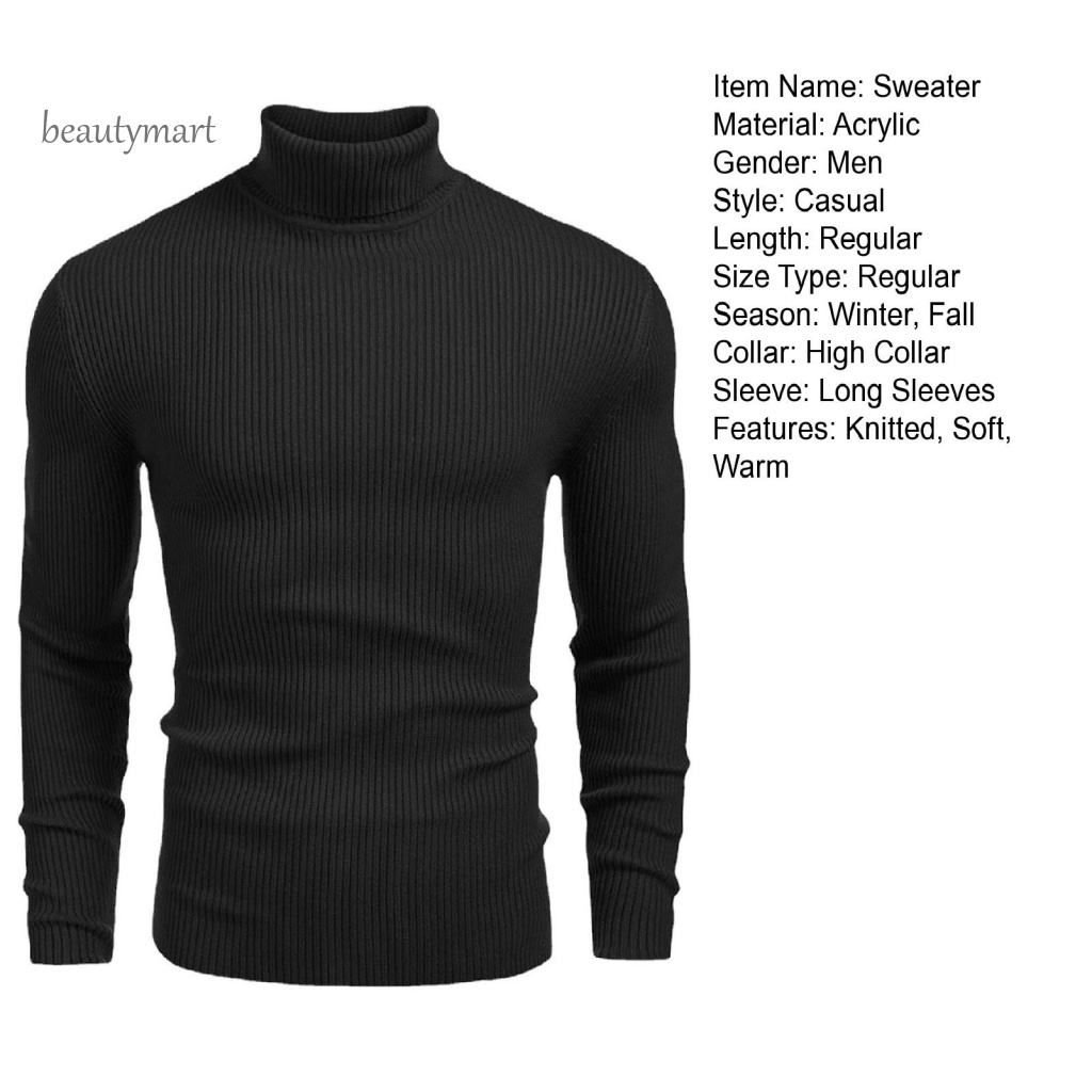 Áo Sweater Dệt Kim Cổ Cao Ôm Dáng Co Giãn Chống Dầu Thời Trang Thu Đông Cho Nam