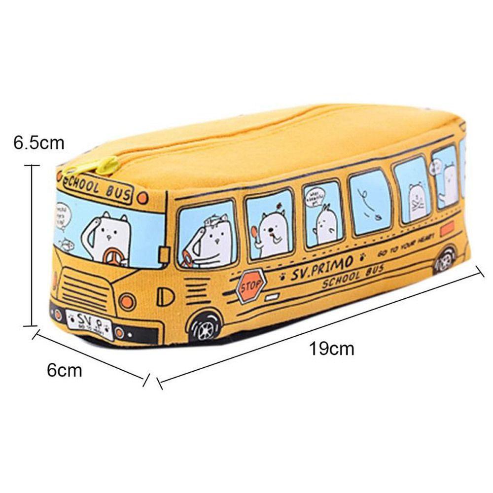 UUMIR Túi Đựng Bút Vải Canvas Cỡ Lớn In Hoạt Hình Xe Buýt Có Khóa Kéo Chuyên Dùng Cho Học Sinh