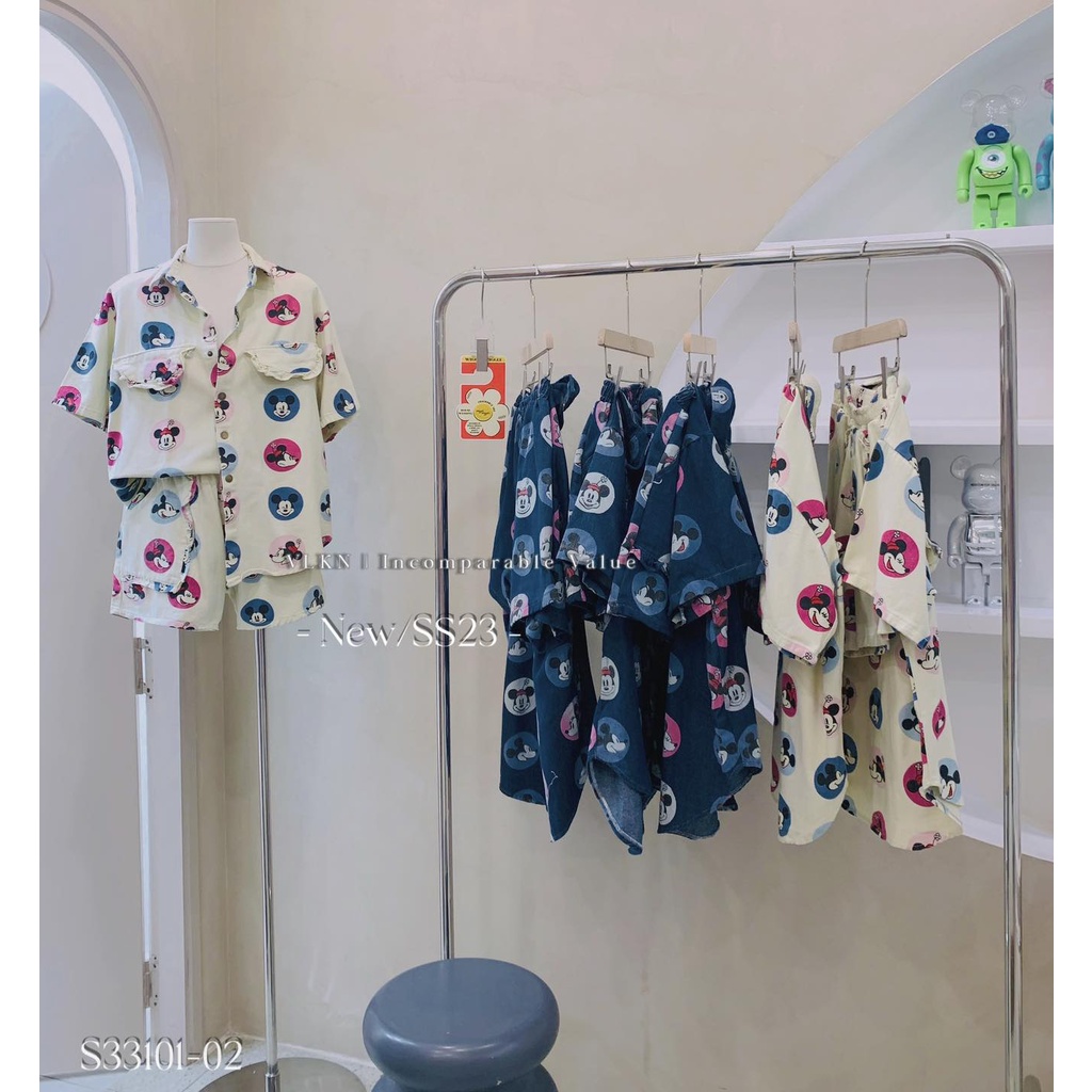 Set chấm bi mic.key viền bèo