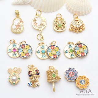 █diy゜14k●((1 Gói 5 Miếng) Phương Pháp Cổ Cát Vàng Giữ Màu Rỗng Nhỏ Giọt Dầu Phụ Kiện Bầu Mặt Dây Chuyền Kẻ Sọc Sáu Xương Rồng Mantra diy Đính Hạt Phụ Kiện