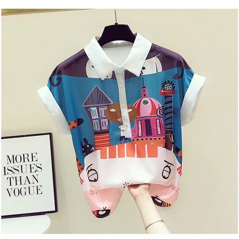 Áo Sơ Mi Ngắn Tay In Hình Nữ Plus Size C11291