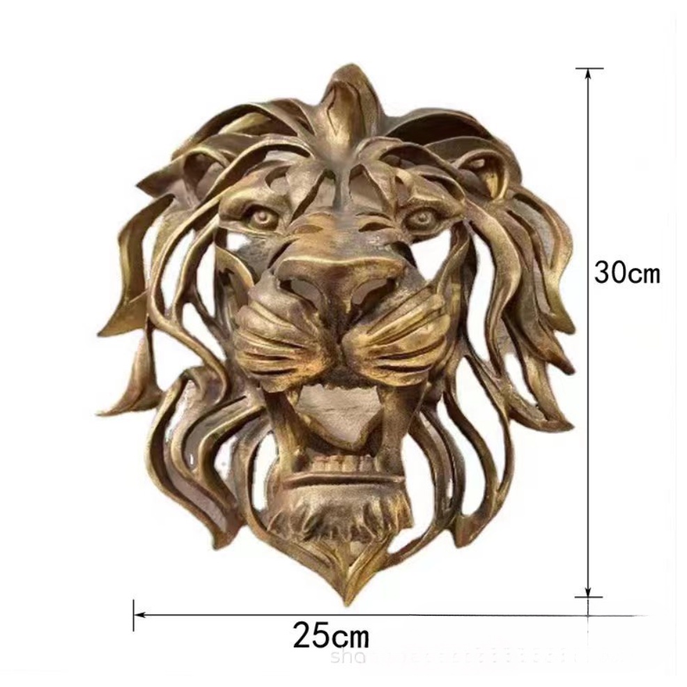 Đầu Sư Tử Bằng Nhựa Resin Màu Vàng Sang Trọng Treo Tường Trang Trí Phòng Ngủ / Nhà Bếp