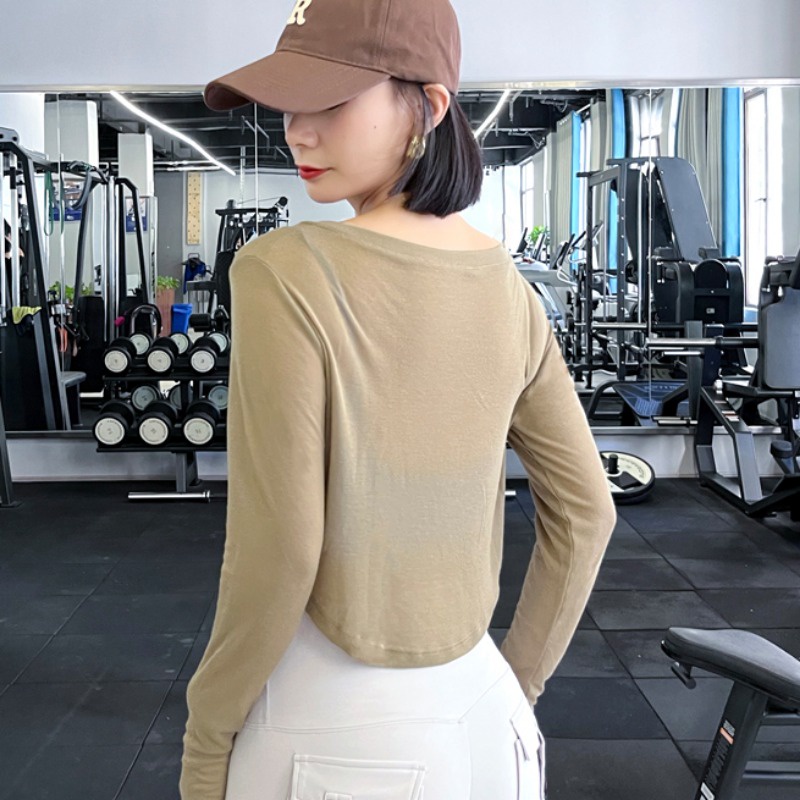 Áo Thun Thể Thao Dài Tay Cổ Chữ V Siêu Nhẹ Thiết Kế Quyến Rũ Thời Trang