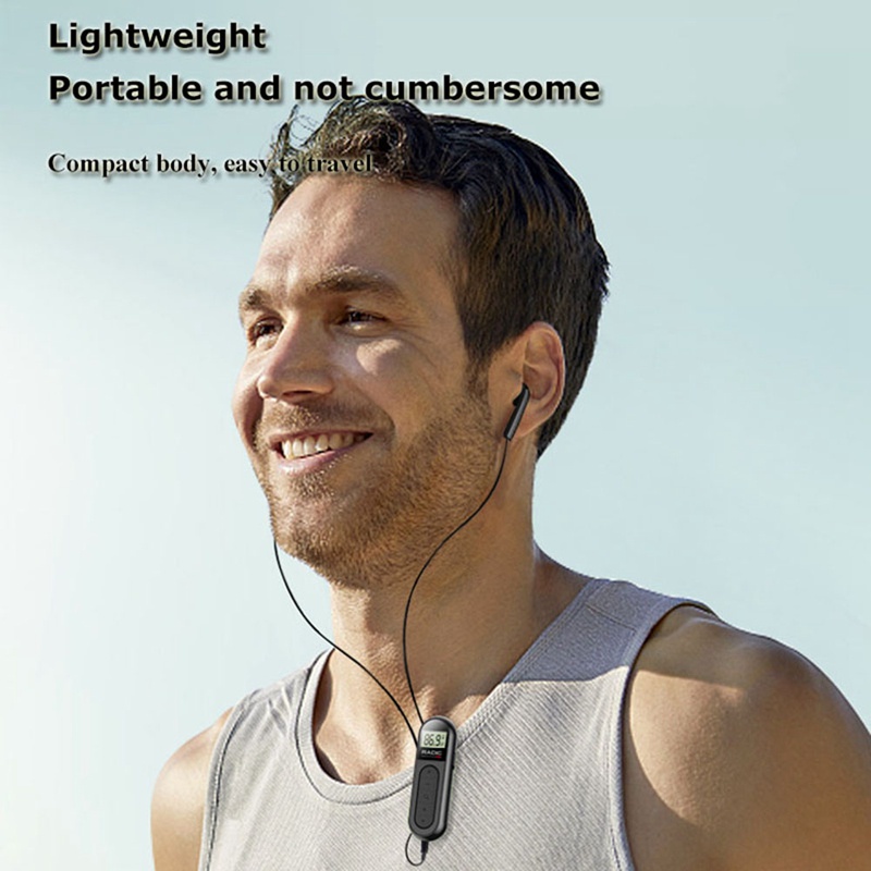 Radio FM Mini Bỏ Túi Màn Hình LCD Có Dây Chuẩn 3.5mm