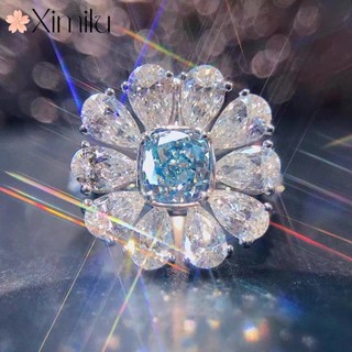 Nhẫn Bạc Đính Đá Sapphire Sang Trọng Cho Nữ