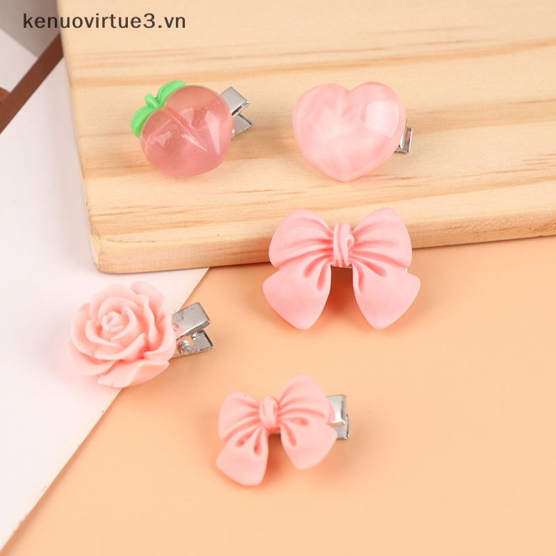 Set 5 Kẹp Tóc Hình Hoa Hồng / Bướm Dễ Thương Cho Nữ