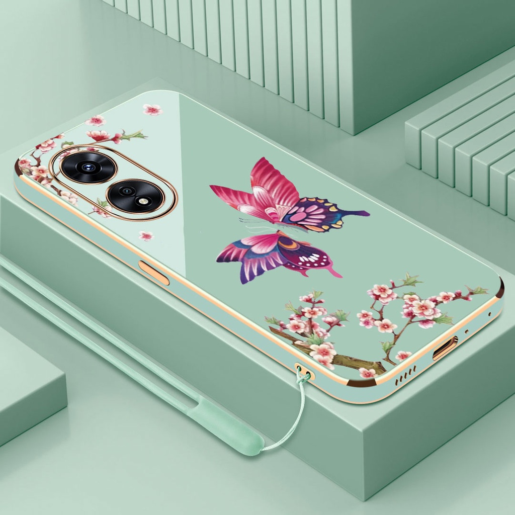 Ốp lưng oppo reno 8t 4g ốp lưng điện thoại oppo reno 8t 5g mạ ốp lưng silicon viền thẳng hình bướm đẹp