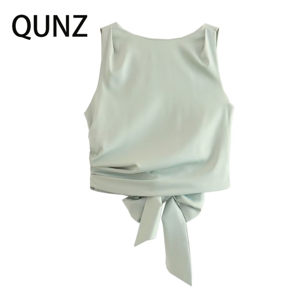 Qunz Áo Lụa Satin Kết Cấu Frenulum 8491