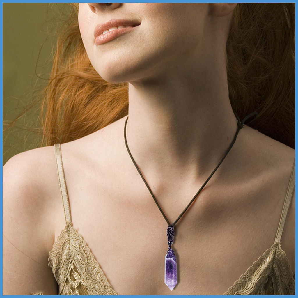 Vòng cổ Mặt Đá Pha Lê Thạch Anh Tím Thủ Công Cho Nam