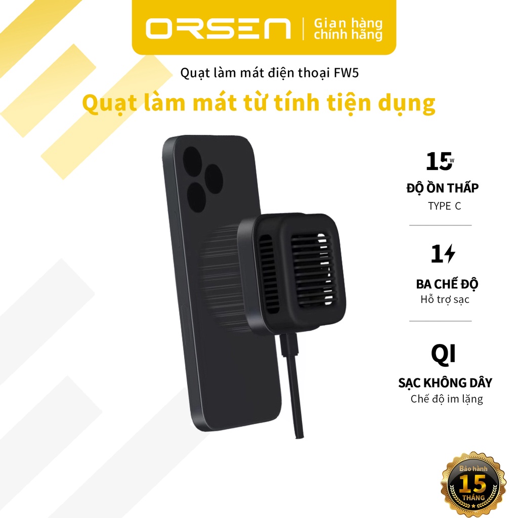 Quạt Tản Nhiệt Orsen FW5 Sạc Điện Thoại Không Dây Kèm Phụ Kiện