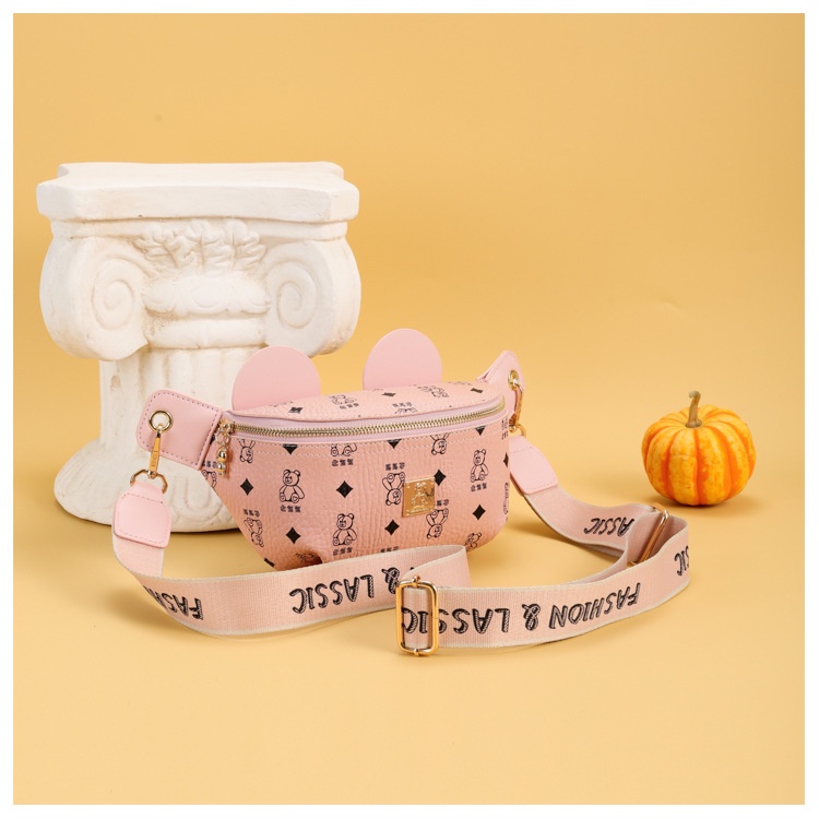 Túi đeo ngực in hình gấu hoạt hình có màu tương phản/Ví Messenger một vai phiên bản Hàn Quốc dành cho nữ