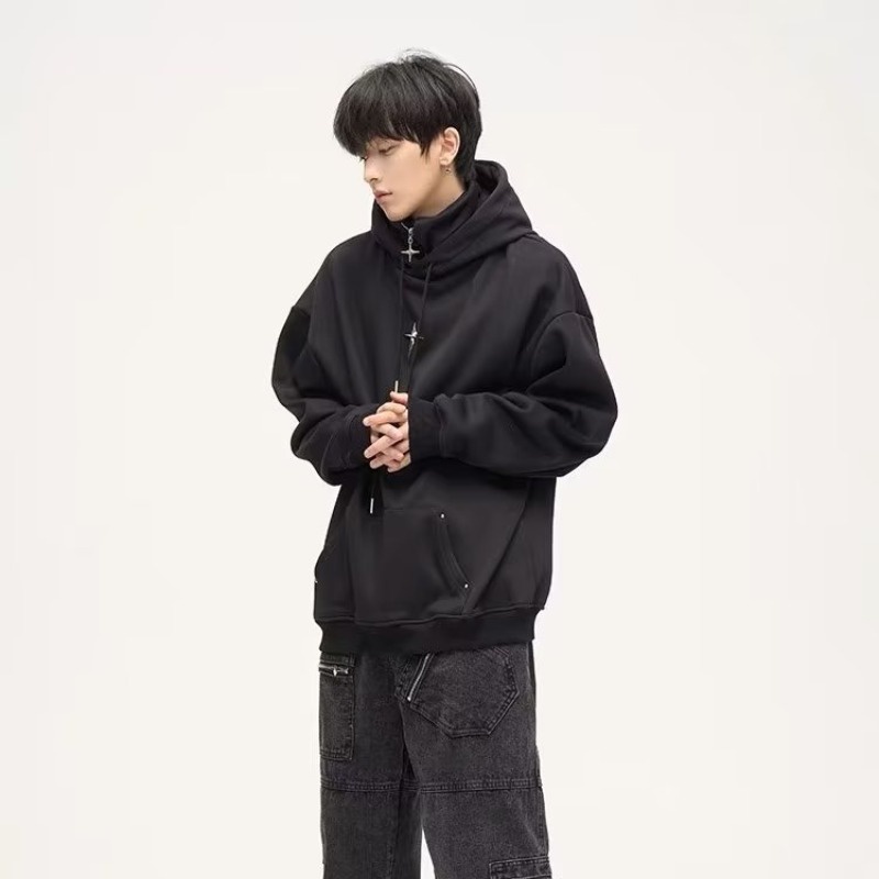 Đen Áo Hoodie Dáng Rộng Thời Trang Cá Tính Cho Nam