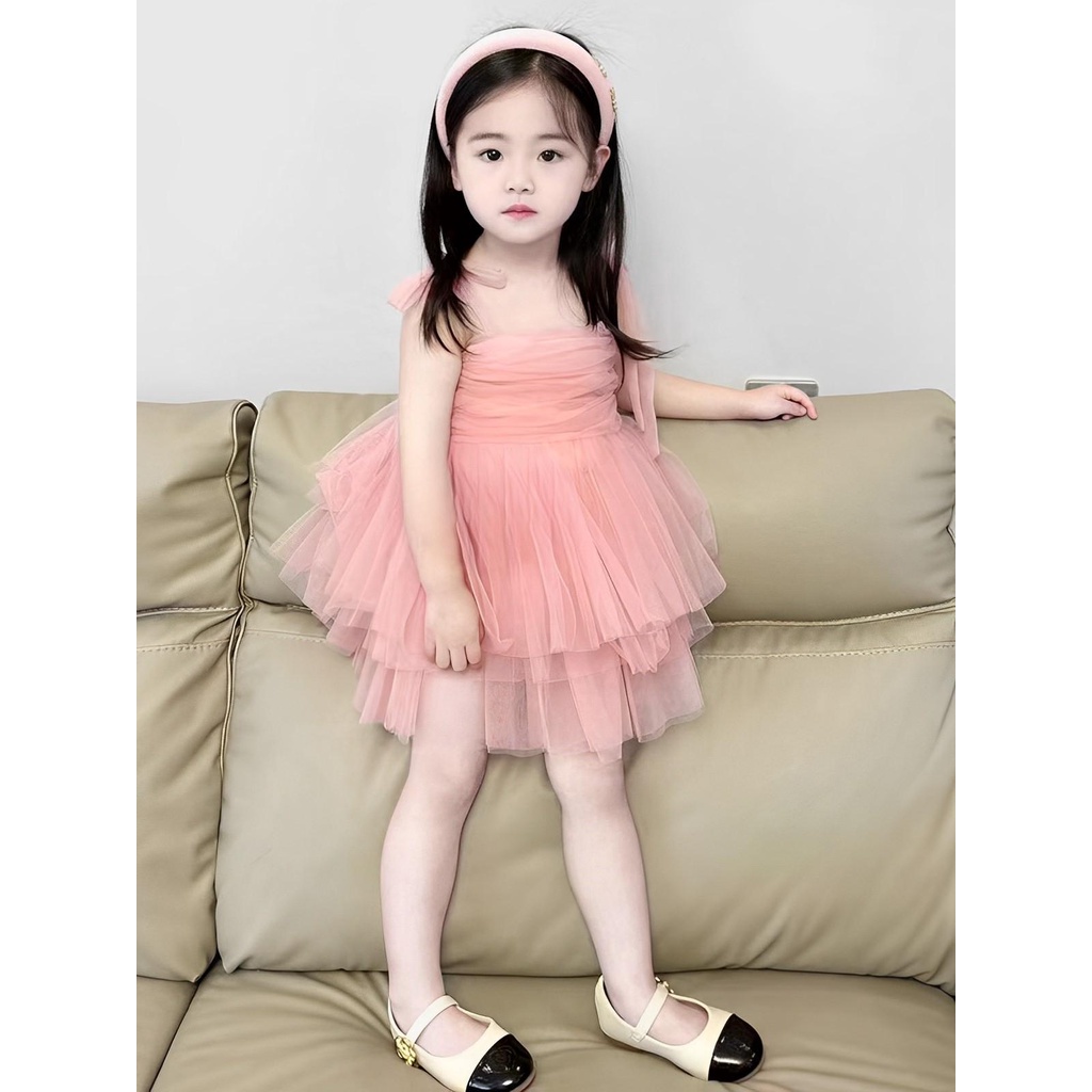 Váy công chúa xếp tầng cho bé gái
