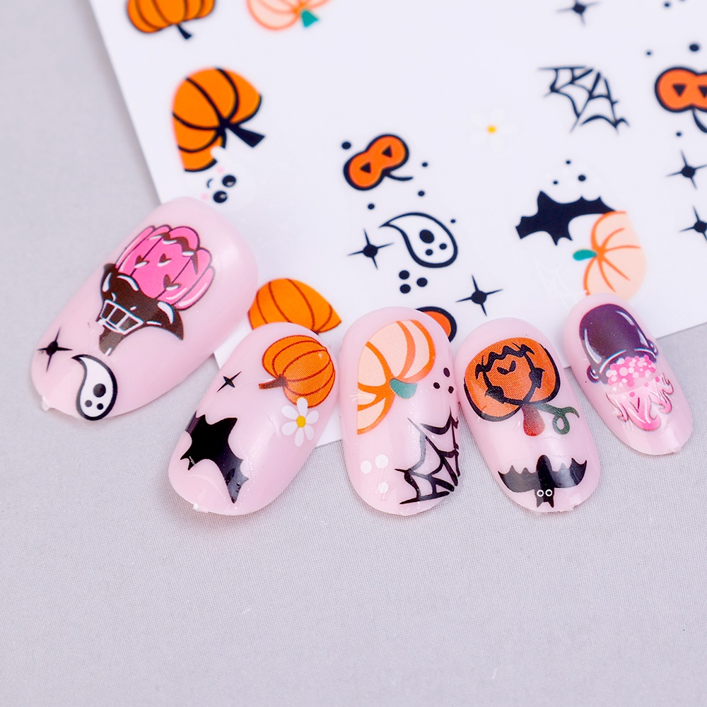 Halloween ma bí ngô dơi mạng nhện dán móng tay / phim hoạt hình giấy dễ thương băng dính móng tay / chuyển nước decal móng tay silder / đồ trang trí nghệ thuật làm móng