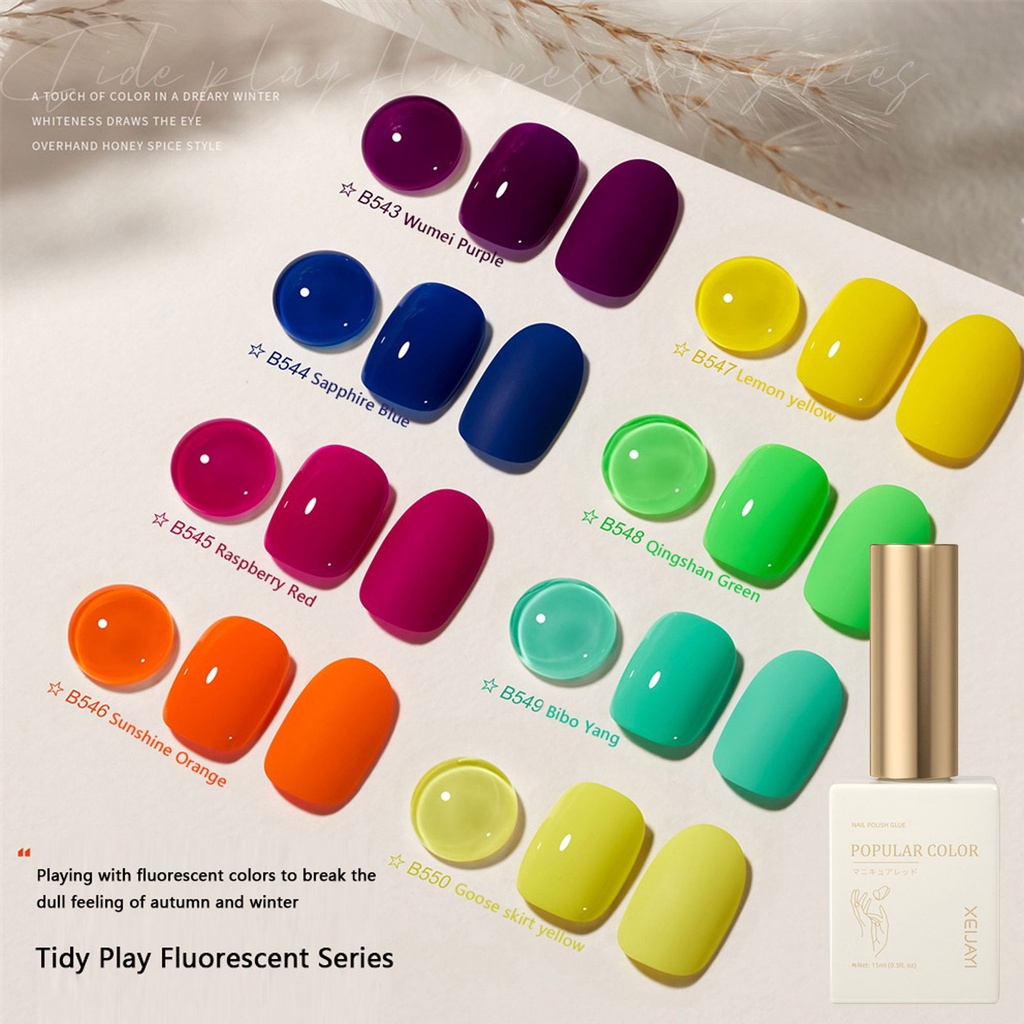XEIJAYI Gel Móng Tay Nhật Bản Kẹo Huỳnh Quang Gel Móng Tay Mùa Hè Neon Gel Bền Vernis Móng Tay Nghệ Thuật Salon Ngâm Gel UV * KÍNH