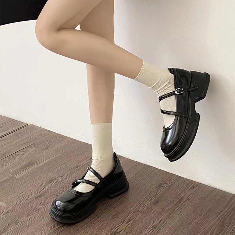 Giày Mary Jane ATIKOTA đế dày mũi tròn retro phong cách Nhật Bản cho nữ