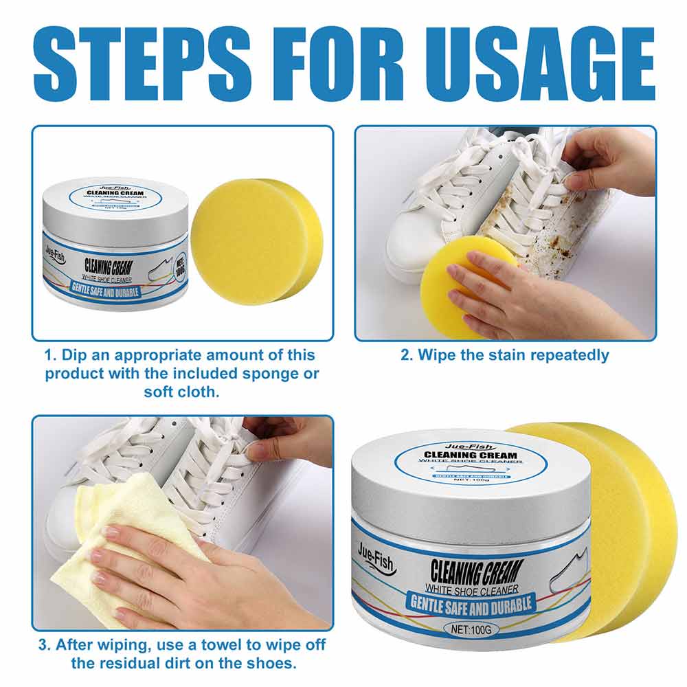 100g White Shoes Cleaning Stain Whitening Cleaner Dirt Cream For Shoe Brush Reusable Shoes Cleaning With Wipe Sponge