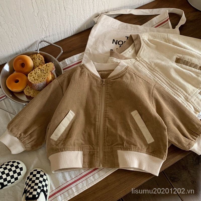 Áo Khoác Bóng Chày Chất Nhung Phong Cách Hàn Quốc Thời Trang Xuân Thu Xinh Xắn Cho Bé